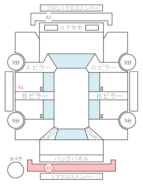 Body condition diagram (damage marks, Japanese labels)