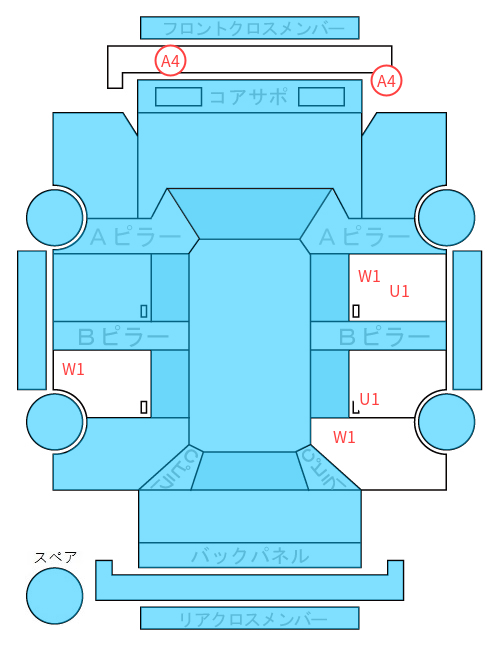 Body condition diagram (damage marks, Japanese labels)