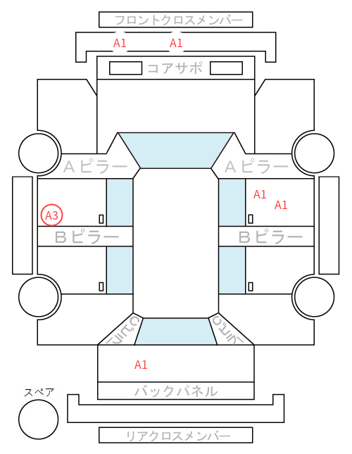 Body condition diagram (damage marks, Japanese labels)