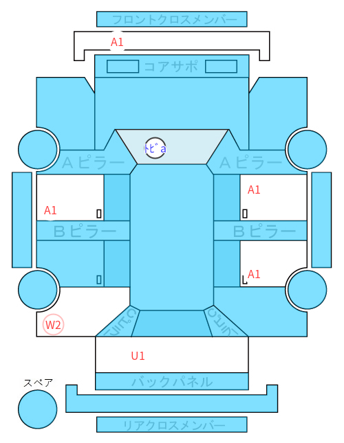 Body condition diagram (damage marks, Japanese labels)