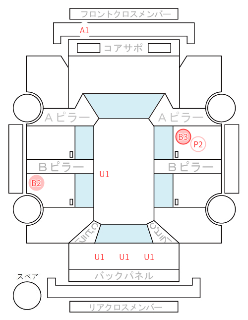 Body condition diagram (damage marks, Japanese labels)