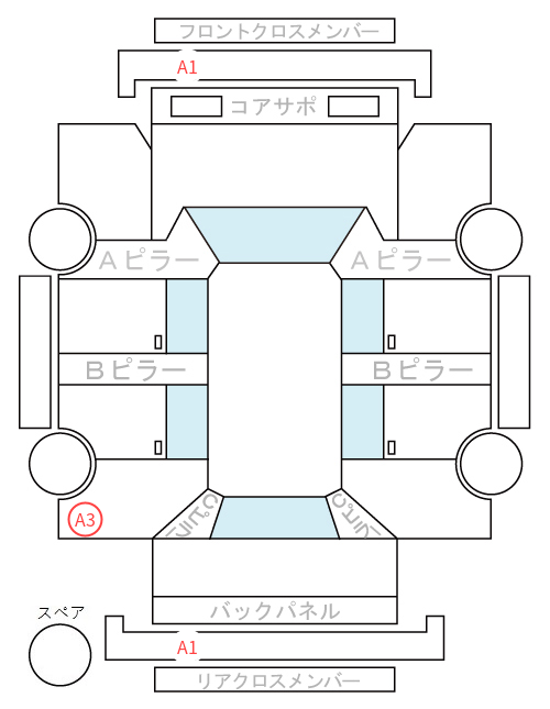 Body condition diagram (damage marks, Japanese labels)