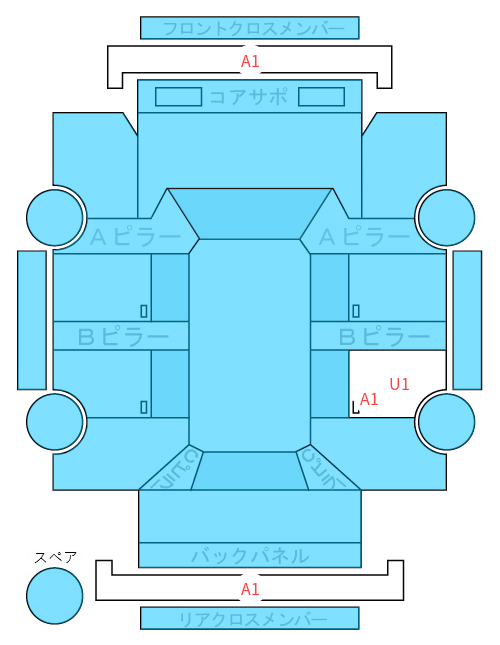 Body condition diagram (damage marks, Japanese labels)