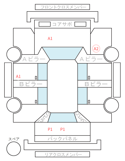 Body condition diagram (damage marks, Japanese labels)
