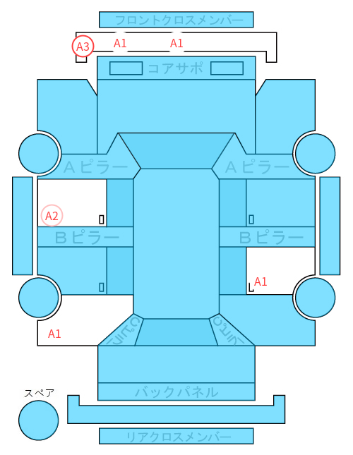 Body condition diagram (damage marks, Japanese labels)
