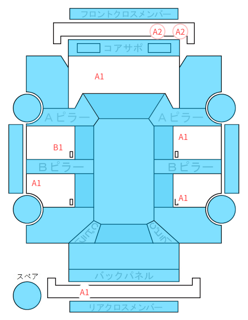 Body condition diagram (damage marks, Japanese labels)