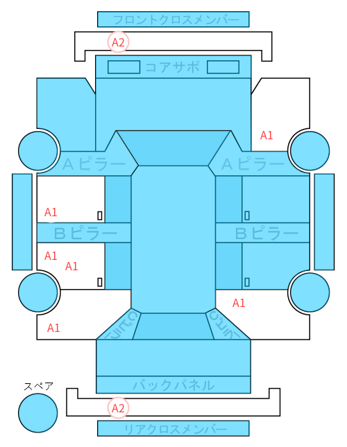 Body condition diagram (damage marks, Japanese labels)