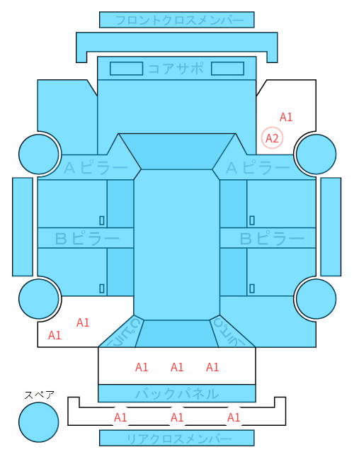 Body condition diagram (damage marks, Japanese labels)