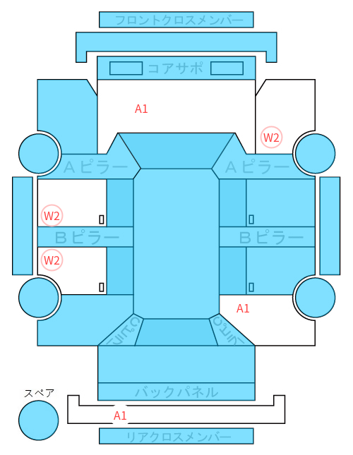 Body condition diagram (damage marks, Japanese labels)