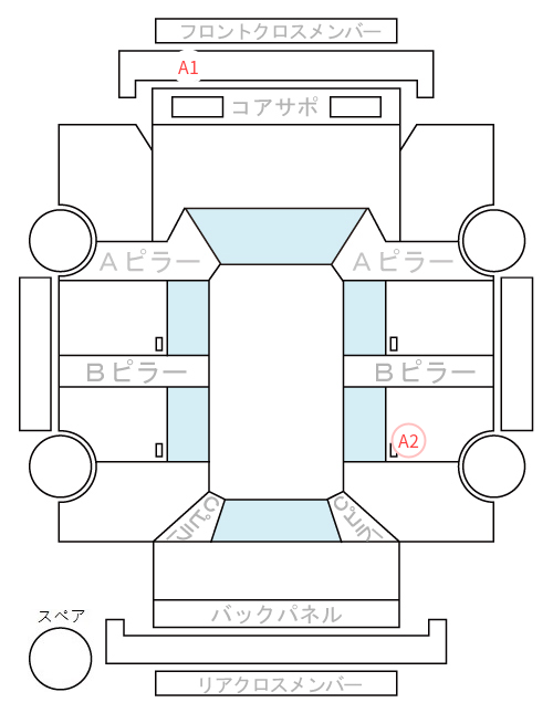 Body condition diagram (damage marks, Japanese labels)