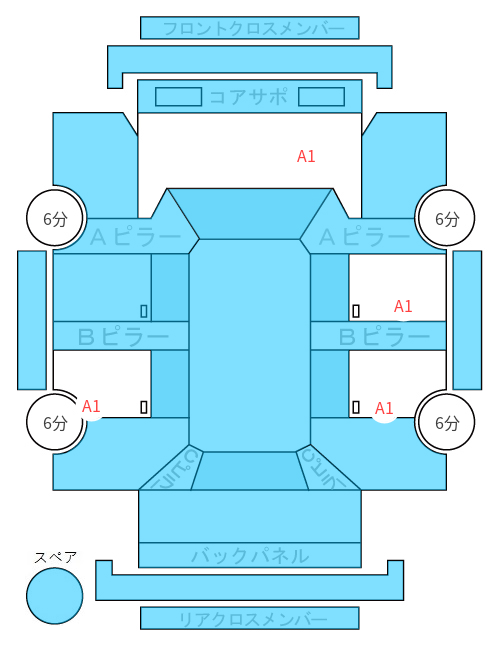 Body condition diagram (damage marks, Japanese labels)