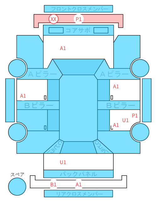 Body condition diagram (damage marks, Japanese labels)