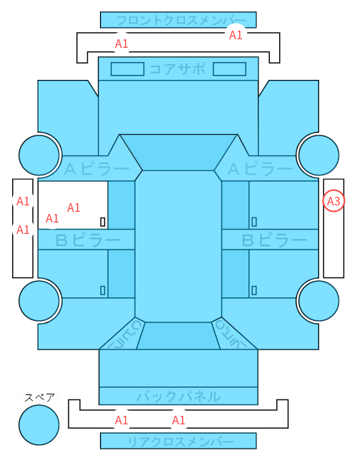Body condition diagram (damage marks, Japanese labels)