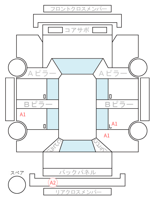 Body condition diagram (damage marks, Japanese labels)