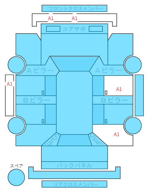 Body condition diagram (damage marks, Japanese labels)