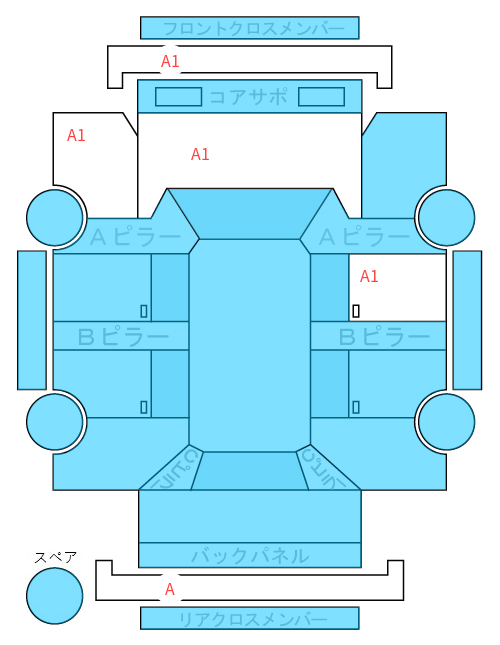 Body condition diagram (damage marks, Japanese labels)