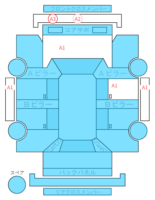 Body condition diagram (damage marks, Japanese labels)