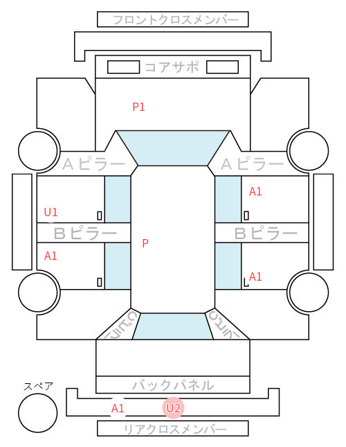 Body condition diagram (damage marks, Japanese labels)