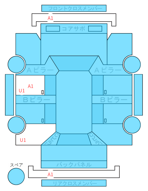 Body condition diagram (damage marks, Japanese labels)
