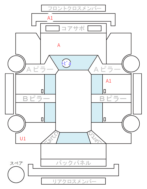 Body condition diagram (damage marks, Japanese labels)