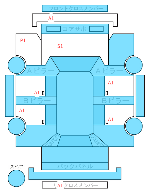 Body condition diagram (damage marks, Japanese labels)