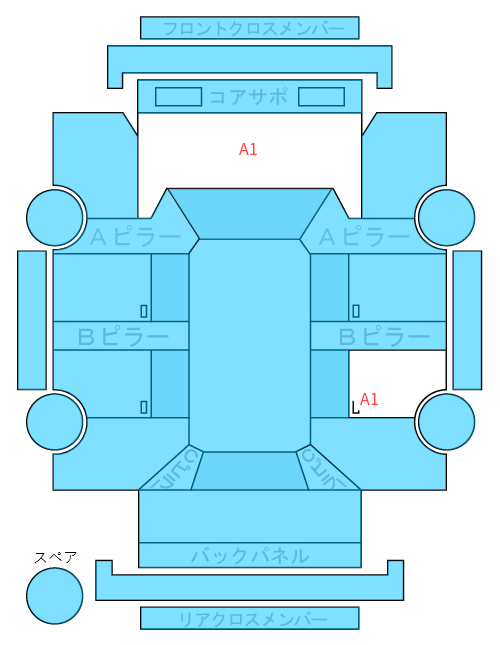 Body condition diagram (damage marks, Japanese labels)
