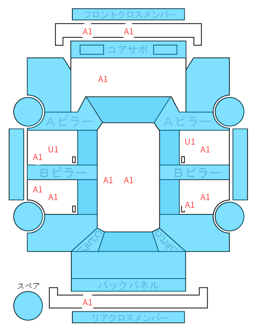 Body condition diagram (damage marks, Japanese labels)