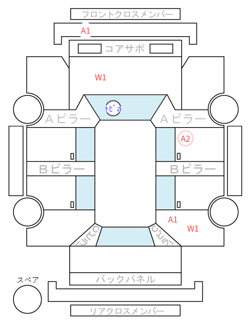 Body condition diagram (damage marks, Japanese labels)