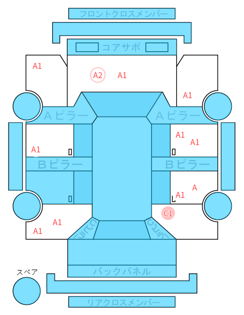 Body condition diagram (damage marks, Japanese labels)