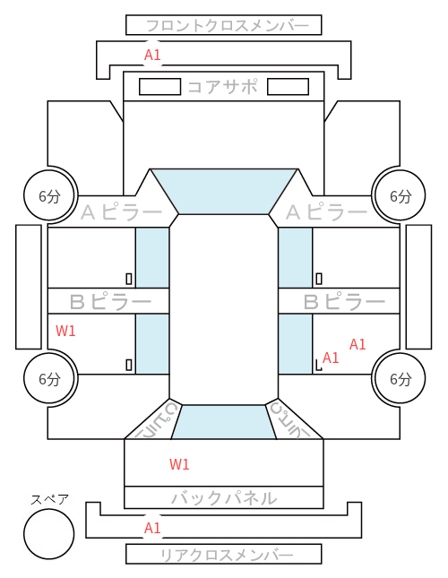 Body condition diagram (damage marks, Japanese labels)