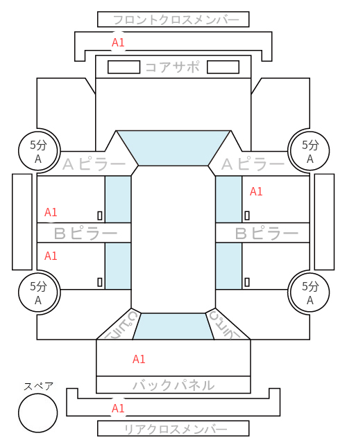 Body condition diagram (damage marks, Japanese labels)