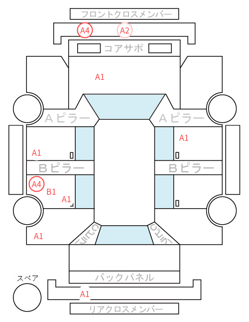 Body condition diagram (damage marks, Japanese labels)