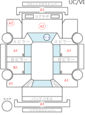 Body condition diagram (damage marks, Japanese labels)