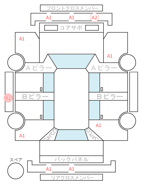 Body condition diagram (damage marks, Japanese labels)