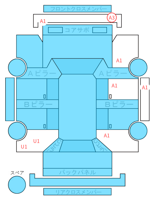 Body condition diagram (damage marks, Japanese labels)