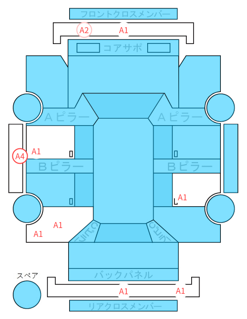 Body condition diagram (damage marks, Japanese labels)