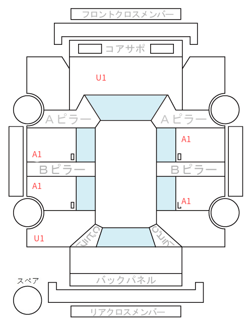 Body condition diagram (damage marks, Japanese labels)