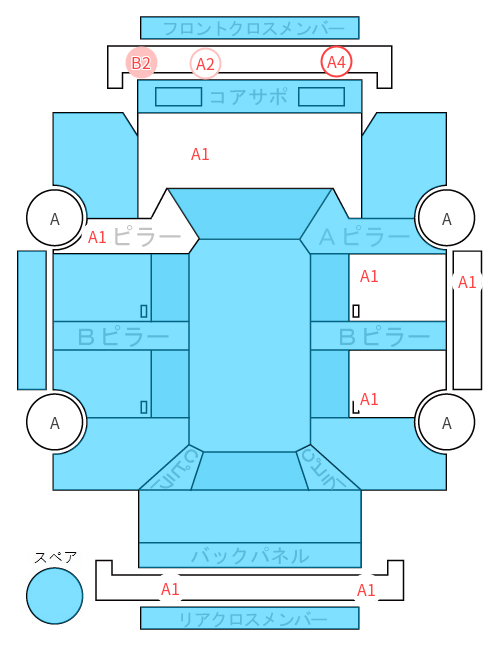 Body condition diagram (damage marks, Japanese labels)