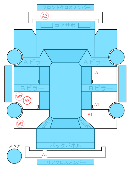 Body condition diagram (damage marks, Japanese labels)
