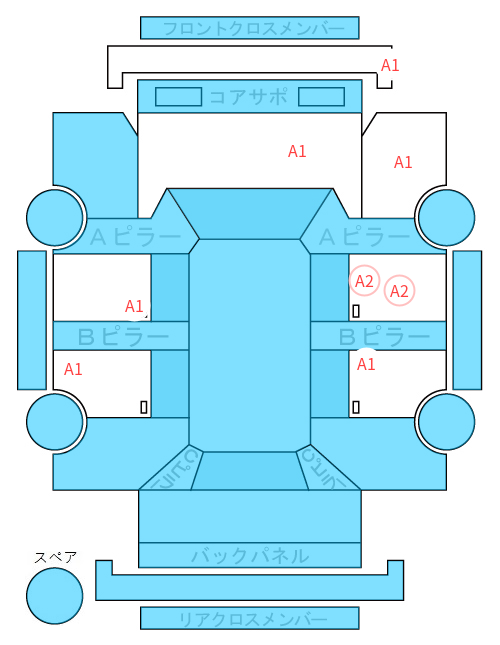 Body condition diagram (damage marks, Japanese labels)