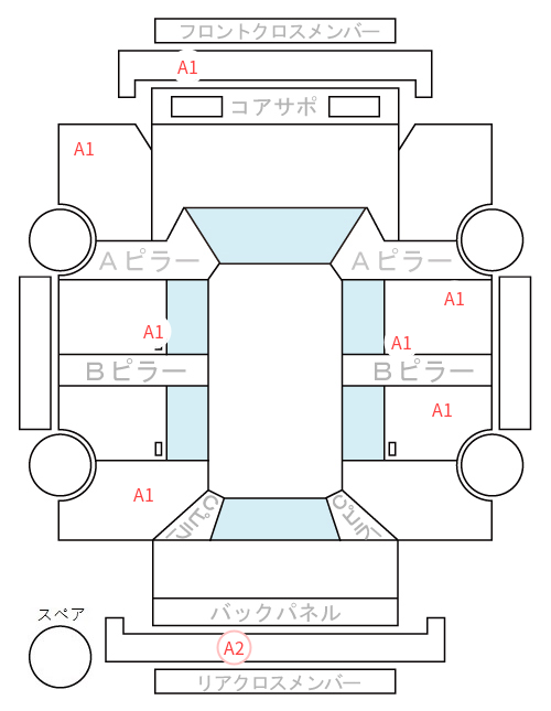 Body condition diagram (damage marks, Japanese labels)