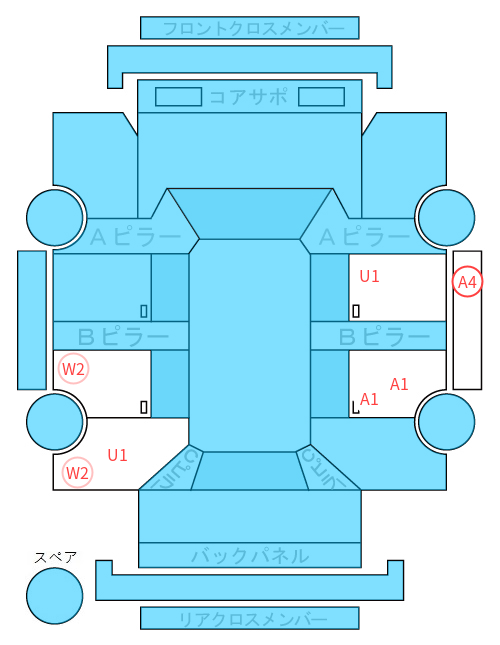 Body condition diagram (damage marks, Japanese labels)