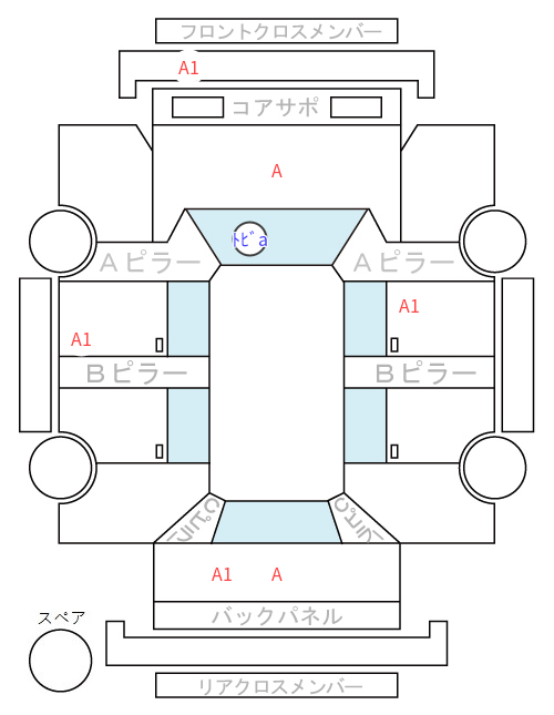 Body condition diagram (damage marks, Japanese labels)