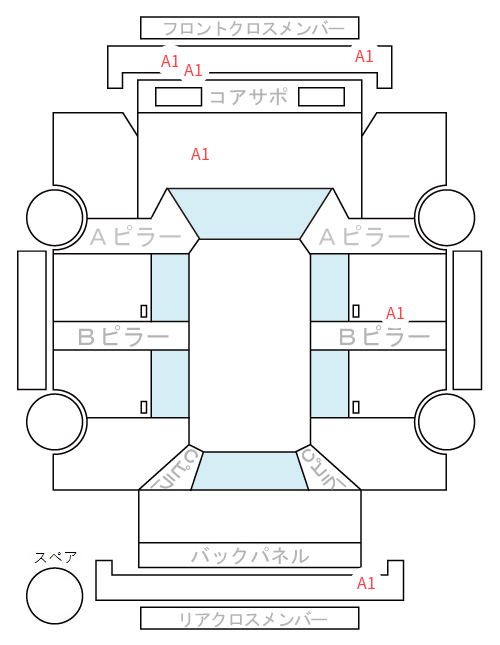 Body condition diagram (damage marks, Japanese labels)