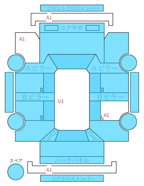 Body condition diagram (damage marks, Japanese labels)