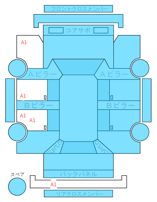 Body condition diagram (damage marks, Japanese labels)