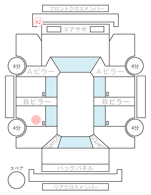 Body condition diagram (damage marks, Japanese labels)