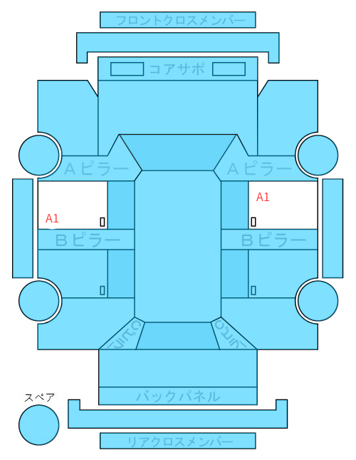 Body condition diagram (damage marks, Japanese labels)