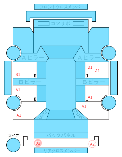 Body condition diagram (damage marks, Japanese labels)