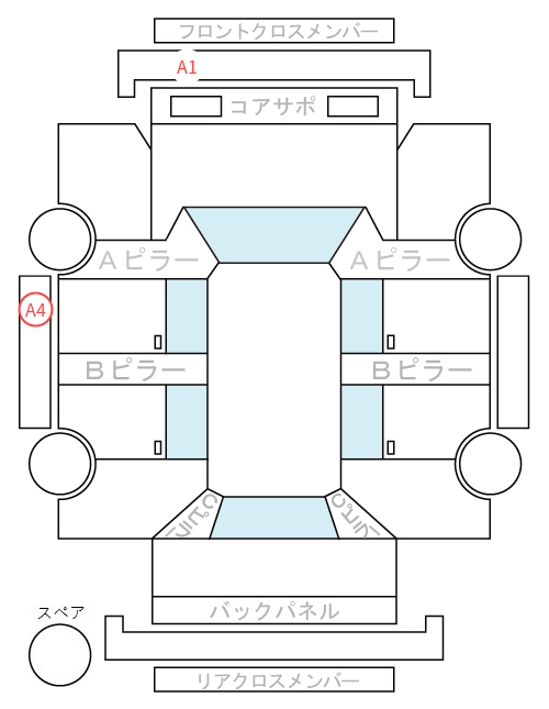 Body condition diagram (damage marks, Japanese labels)